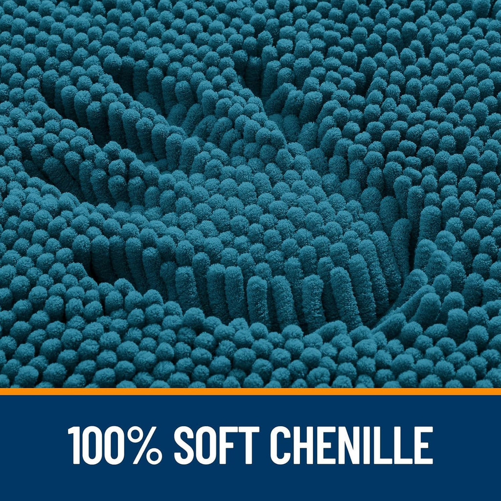 OLANLY Bathroom Runner Rugs - Soft Absorbent Chenille Bath Mats | Quick Dry, Machine Washable, 47x24 in Peacock Blue