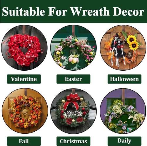 Adjustable Wreath Hanger by Skiennix - 15 to 25 Inch Black Hook for Front Door | Supports 20 lbs