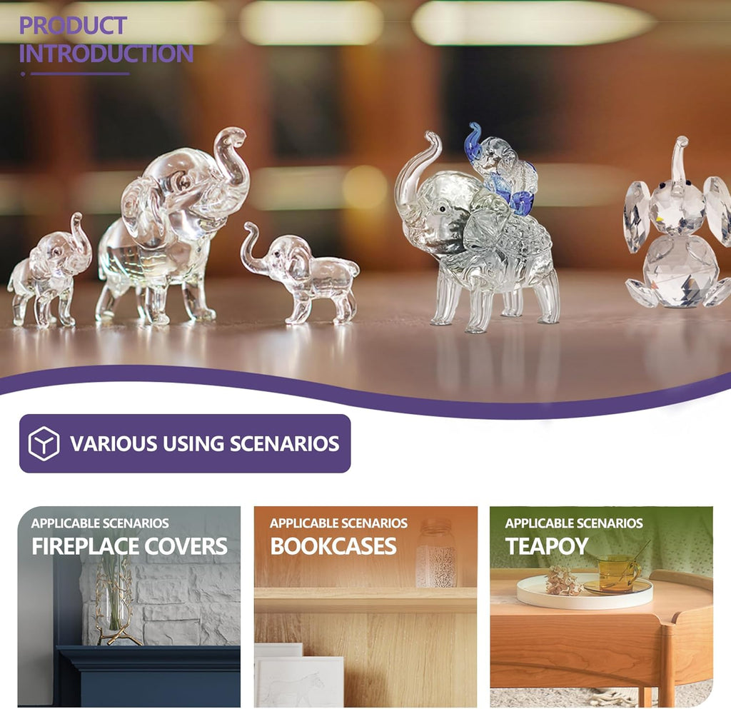 Regine Switzerland Set of 3 Crystal Elephant Figurines | Elegant Glass Collectibles for Home Decor