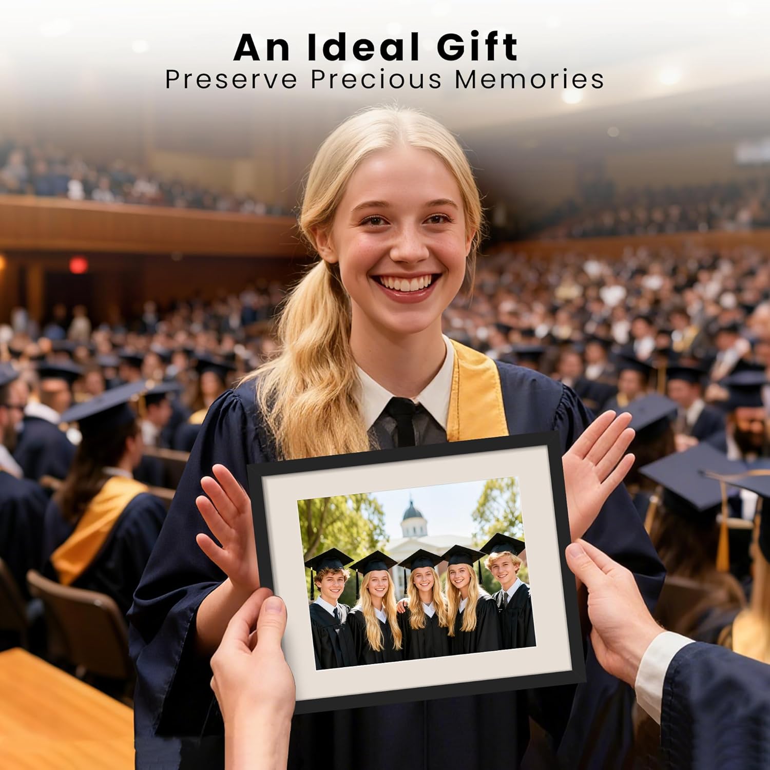 Upsimples 11x14 Diploma Frame - Clear Plexiglass Display for 8.5x11 Certificates or 11x14 Photos, Black