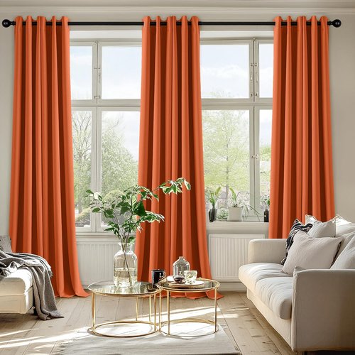 MIULEE Orange Blackout Curtains - Thermal Insulated Room Darkening Drapes | 90-Inch Length, 2 Panels