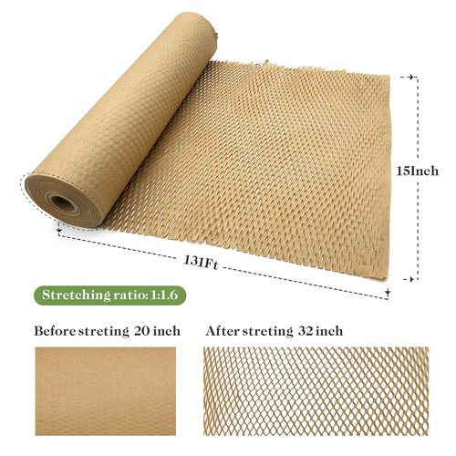 Honeycomb Packing Paper - 15" x 131' Eco-Friendly Alternative to Bubble Wrap for Moving & Shipping