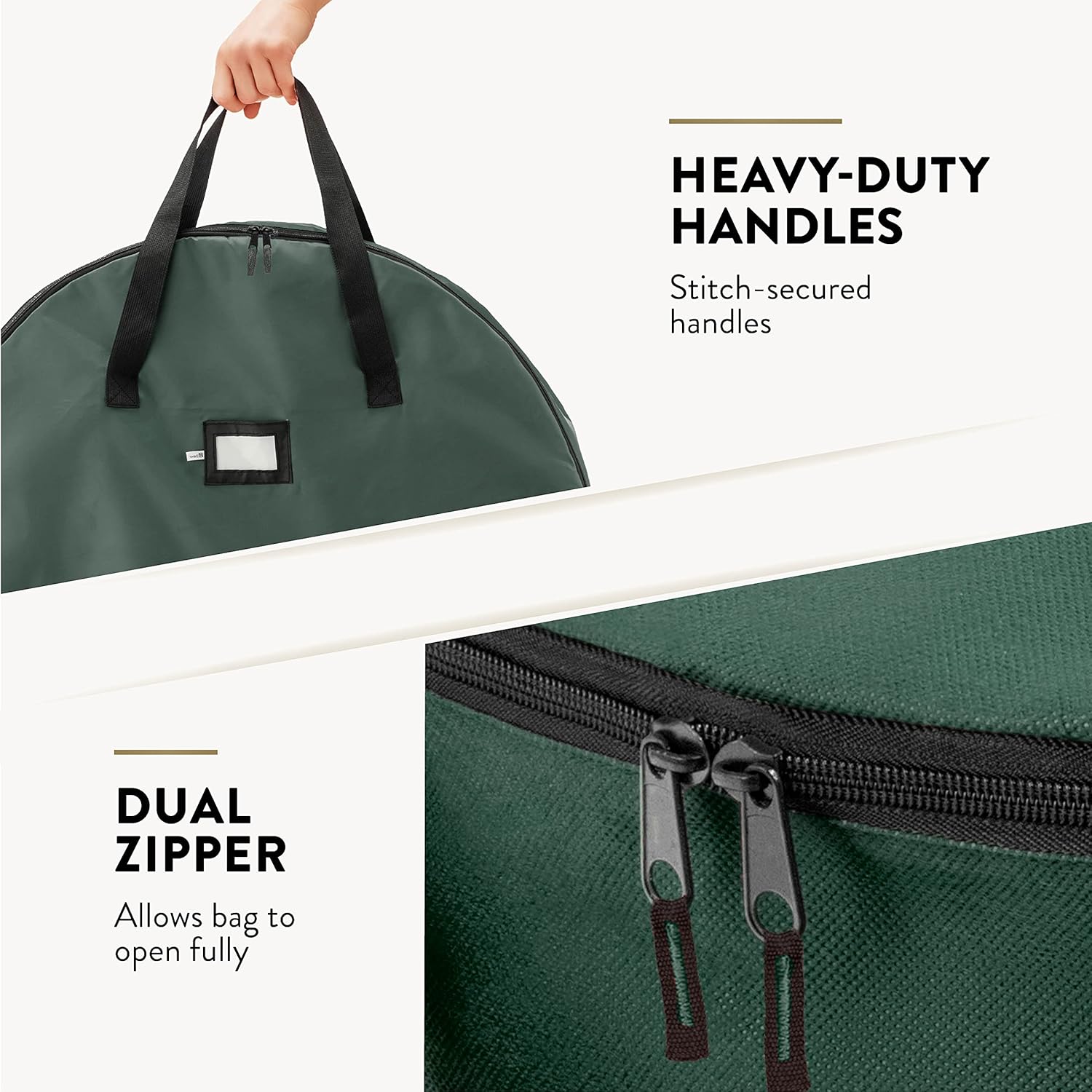 ZOBER Christmas Wreath Storage Container - 30 Inch Waterproof Oxford Bag with Dual Zippers & Durable Handles - Green | 2 Pack