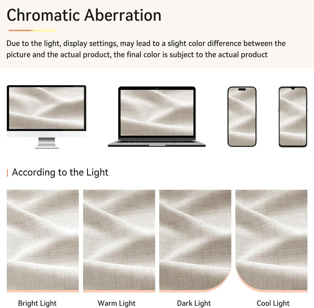 Skiennix 100% Blackout Curtains - Textured Faux Linen Drapes for Bedroom & Living Room | 84" Long, Beige, 2 Panels Set