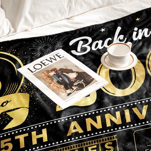 Yomaisky 25th Anniversary Blanket Gifts Gift for 25th Silver Wedding Anniversary 25 Years of Marriage Gifts for Mom Wife Dad Husband Friends Grandparents Throw Blankets 60Lx50W Inch Gold