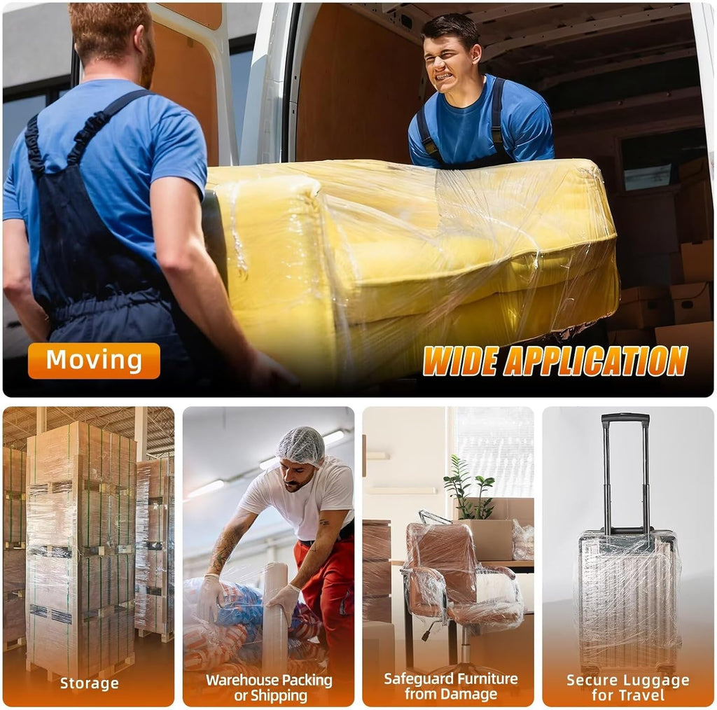 Skiennix Stretch Film Shrink Wrap - Industrial Strength Plastic Wrap for Moving Supplies | 15 Inch, 1000ft, 2 Pack