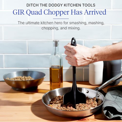 GIR Premium Silicone Quad Meat Chopper - 4 Blade Design for Ground Beef & Potatoes | 12 IN, Black