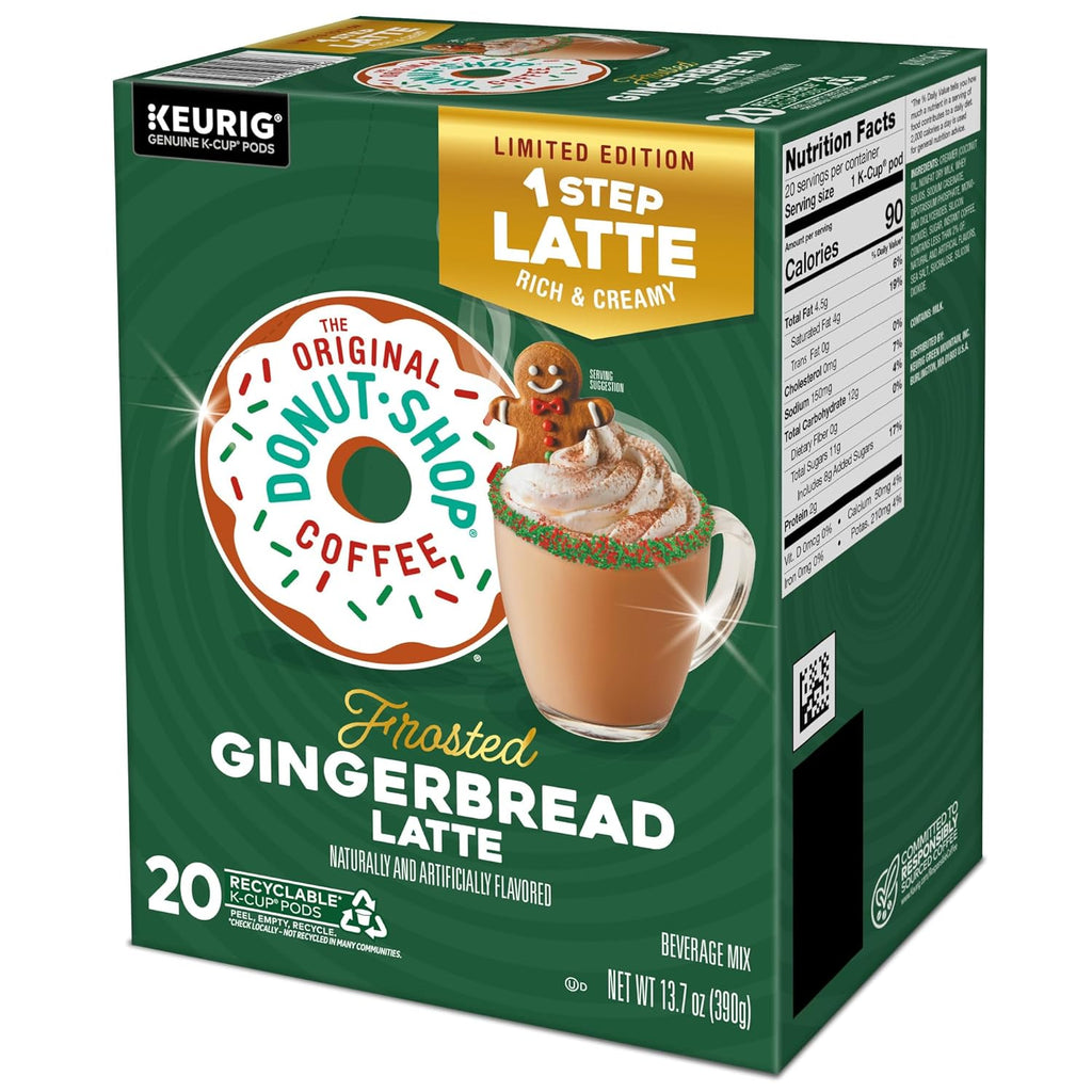Original Donut Shop K-Cup Pods - Frosted Gingerbread Latte | 20 Count Single Serve Pods