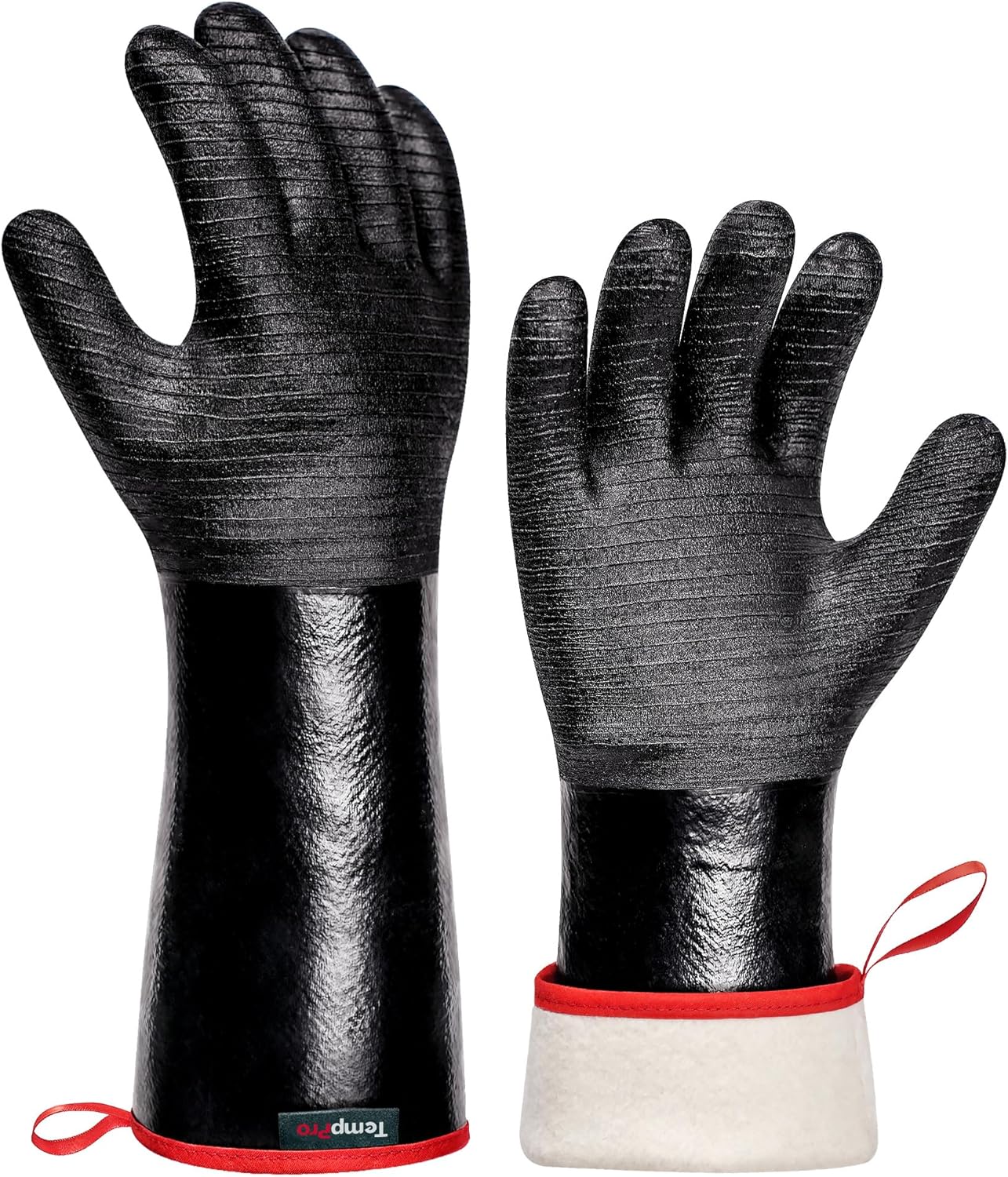 TempPro Heat Resistant BBQ Gloves - 932°F Waterproof Neoprene Oven Mitts | Slip-Resistant, 14" for Grilling & Fire Pit Use