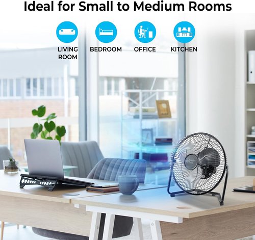 Comfort Zone 9-Inch High-Velocity Desk Fan - All-Metal 3-Speed Turbo Air Circulator | Quiet & Tilt Adjustable for Home & Office
