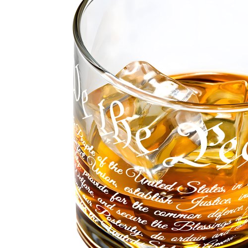 WATAKA We the People Whiskey Glasses 2PC Wine Glasses Set for Liquor Scotch Bourbon or Wine, Patriotic Whiskey Gift for Men