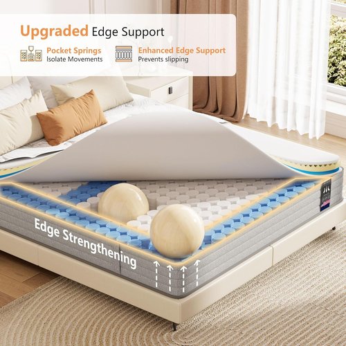 King Size Mattress - 14 Inch Medium Firm Hybrid with Cooling Gel Memory Foam | Motion Isolation & Pressure Relief