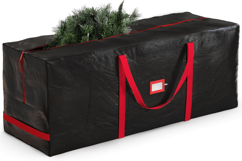 Zober Christmas Tree Storage Bag - Waterproof Protection for 7.5 Ft Artificial Trees - Durable Handles & Label Slot - Black