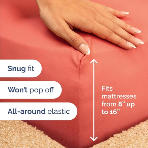Cal King Size 4 Piece Sheet Set - Ultra-Soft Cooling Bed Sheets | Hotel Luxury Bedding - Coral