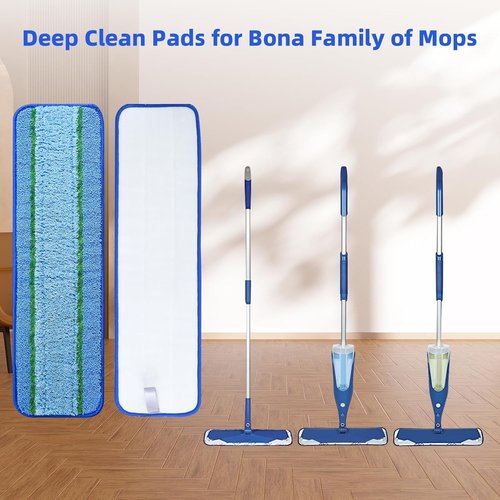 Bona Deep Clean Pads - Washable & Reusable Microfiber Cleaning Pads for Hardwood & Multi-Surface | 3 Pack