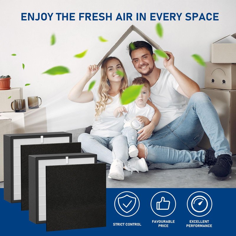 Silver Carbon FIT50 HEPA Filter Replacement, Compatible with BreatheSmart FF50, FIT50, FF50-VOC Air Cleaner Purifier, 2 Pack
