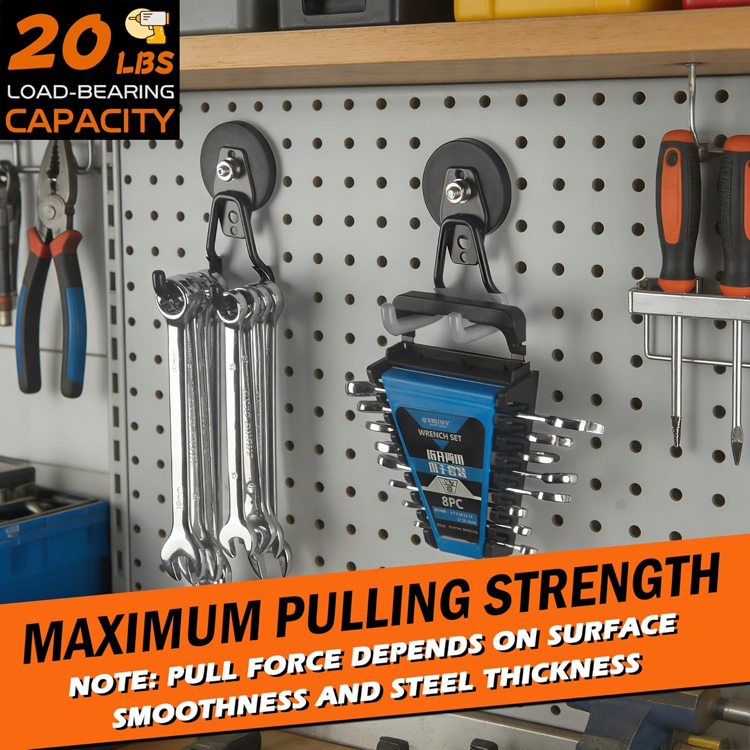 ULIBERMAGNET Heavy Duty Magnetic Hooks - 4 Pack Strong Large Magnet Hooks for Garage & Workshop (Gray)