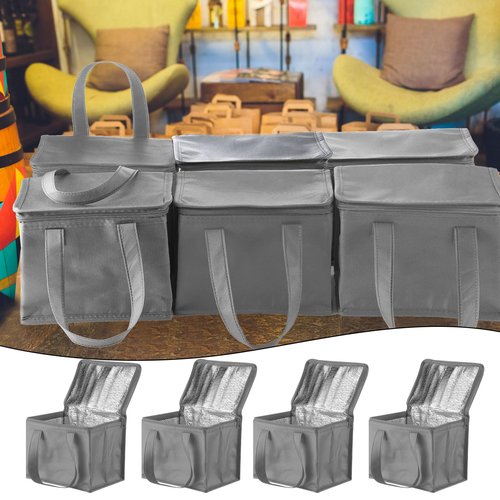 Lallisa 24 Pack Insulated Lunch Bags Bulk Reusable Leakproof Waterproof Thermal Cooler Bags Insulated Beverage Box for Office Picnic Snack Women Men(Gray)