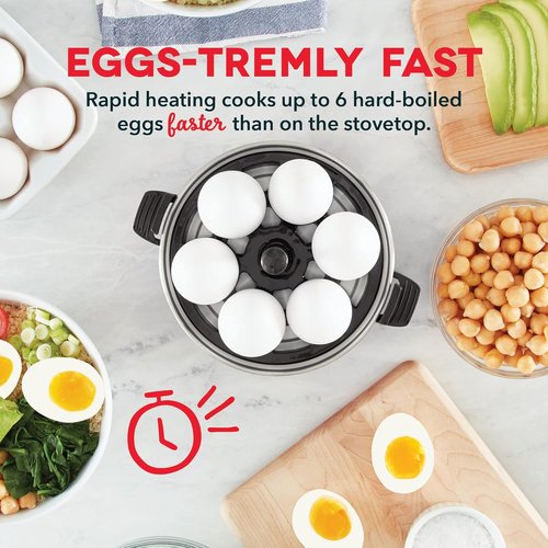Dash Rapid Egg Cooker | Boiler, Poacher & Steamer - Holds 7 Eggs - Dishwasher Safe, Black