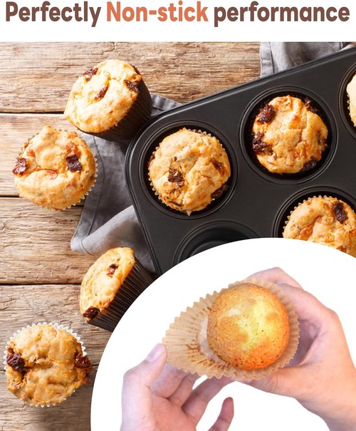 Bake Choice Non-Stick Cupcake Liners - 200 Pcs Food-Grade Greaseproof Muffin Wrappers