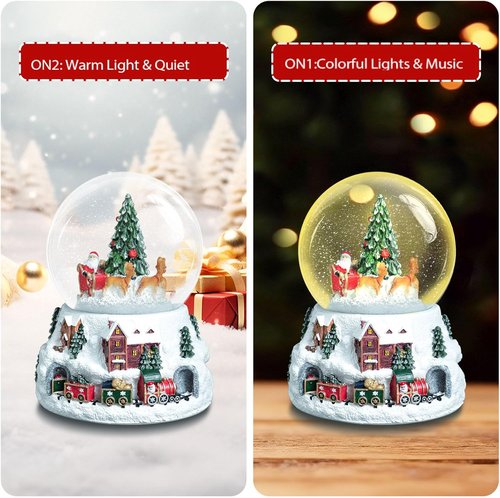 Christmas Snow Globe - LED Light Musical Snowflakes | 5.9 Inch Santa Claus & Christmas Tree Decoration