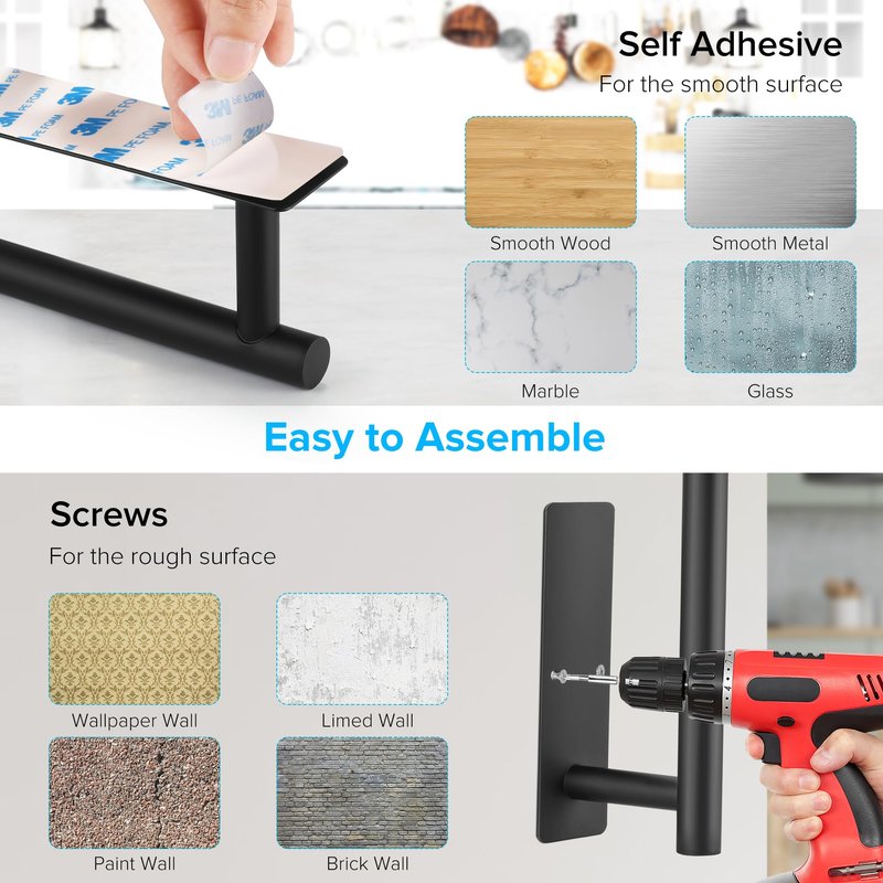 2nd Gen Paper Towel Holder Under Cabinet No Drilling, [More Sturdy] Self Adhesive or Drilling Paper Towel Holder Wall Mount for Kitchen, RV, [Fit Mega Paper Towel Roll] SUS304 Stainless Steel