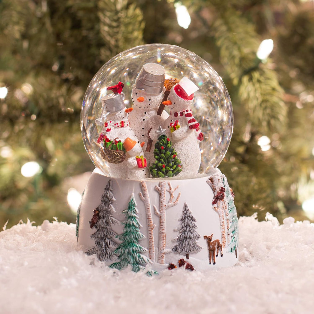 Roman Snowman Family Glitterdome - 5.75" Wind-Up Musical Snow Globe Decor