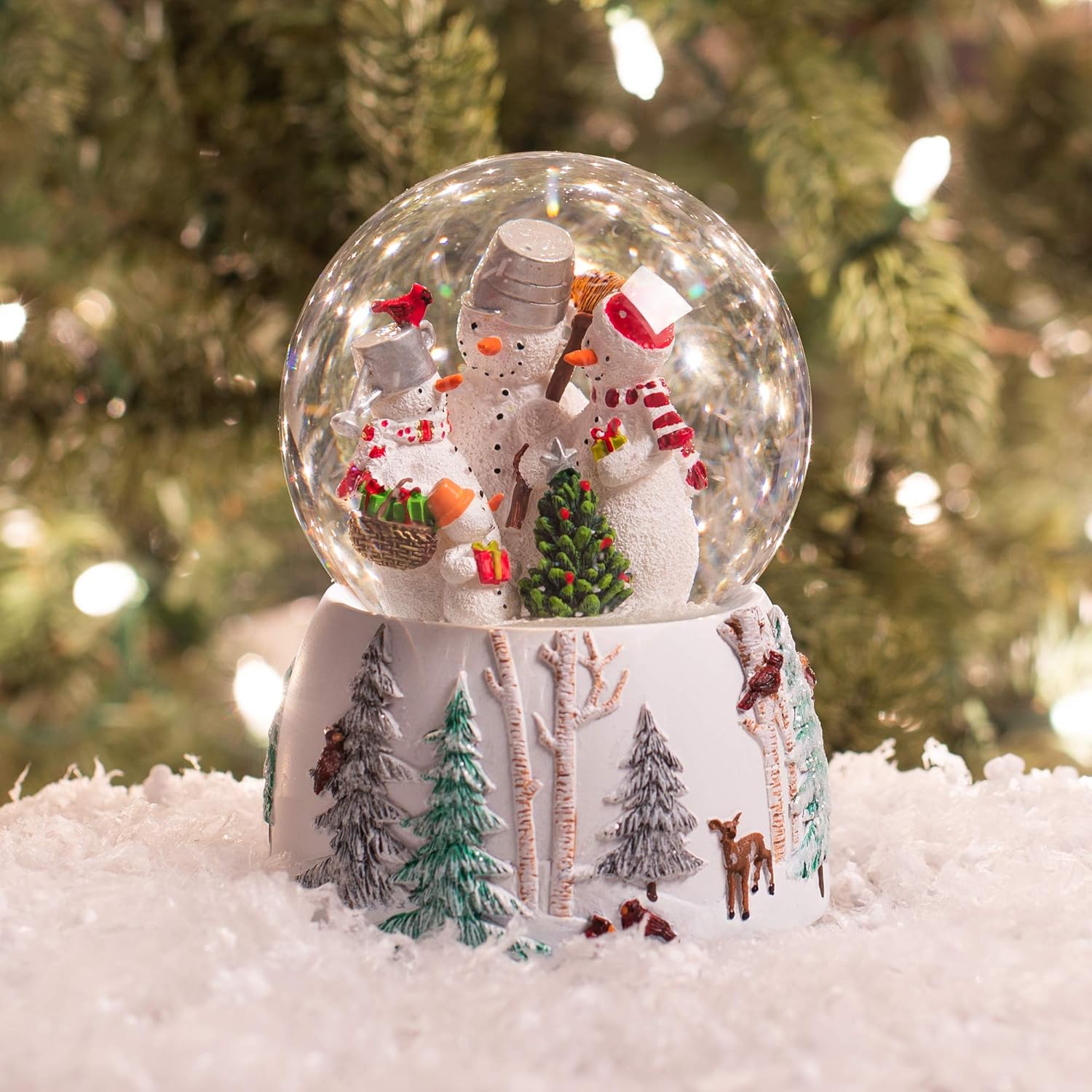 Roman Snowman Family Glitterdome - 5.75" Wind-Up Musical Snow Globe Decor