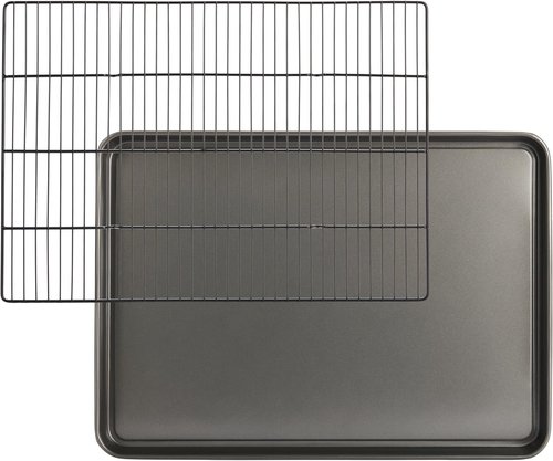 GoodCook Nonstick XL Cookie Sheet Set - 2 Everyday Baking Sheets with Cooling Grid | Gray