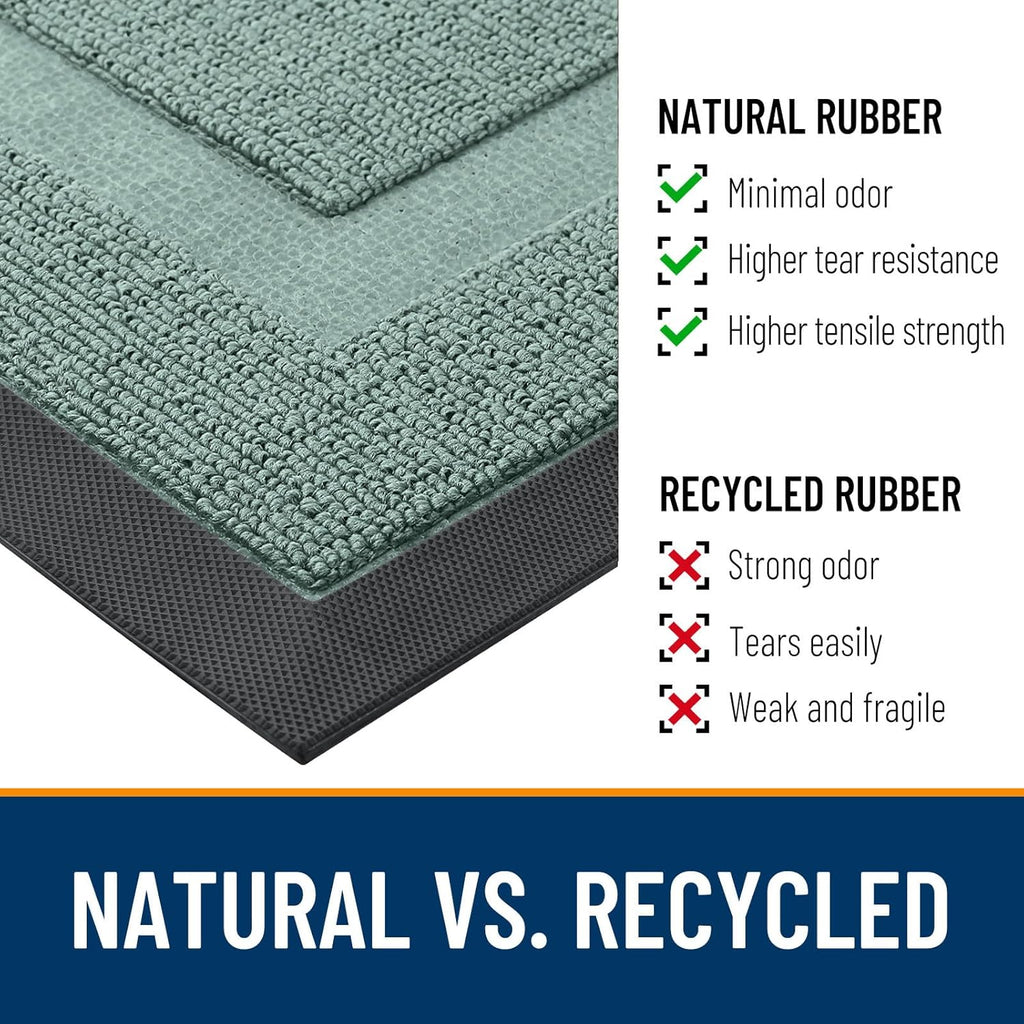 OLANLY Indoor Outdoor Front Door Mat - Waterproof All-Season Doormat, Sturdy Rubber, Easy Clean | 47x17, Grayish Green