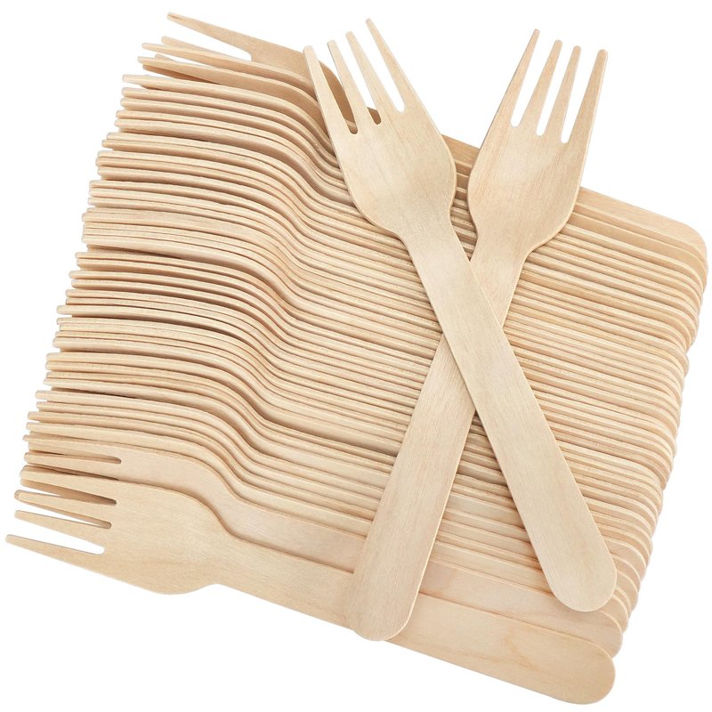 LotFancy Disposable Forks, 250 Pcs Wooden Forks, 6.2inch Compostable Biodegradable Eco-friendly Forks, Great for Dinner Camping Picnics, Party Supplies