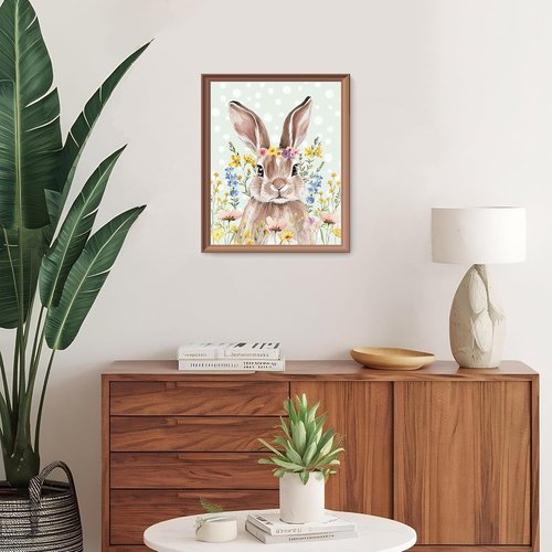 LARTSFRO Easter Decor - Bunny & Egg Wall Art Prints | Spring Nursery Decor, 10x8 Inch Set of 4 Unframed