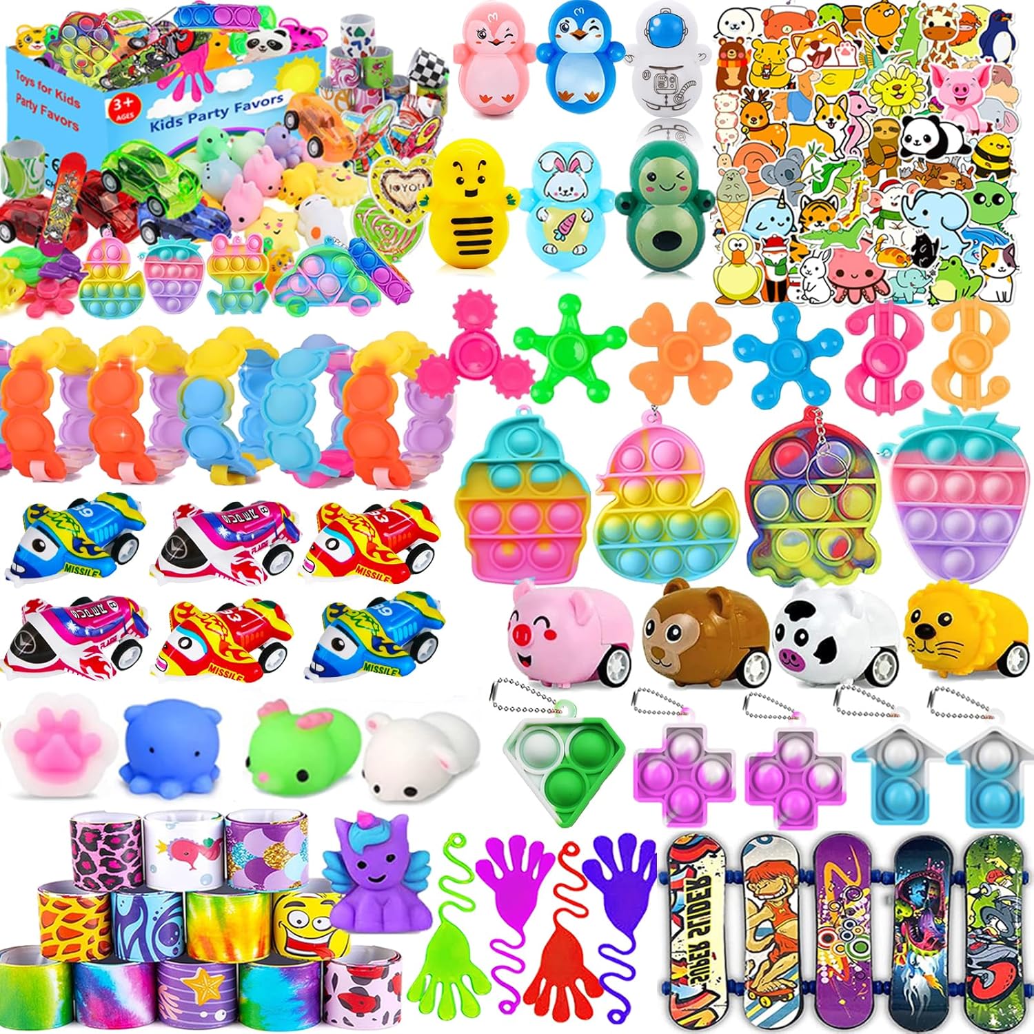 Skiennix 117 PCS Party Favors - Pop Fidget Toys & Goodie Bag Stuffers for Kids 4-12