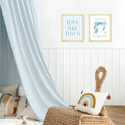 LARTSFRO Coquette Blue Bow Wall Art | Inspirational Bible Verse Decor for Bedroom & Dorm | Set of 4, 10x8 Inch