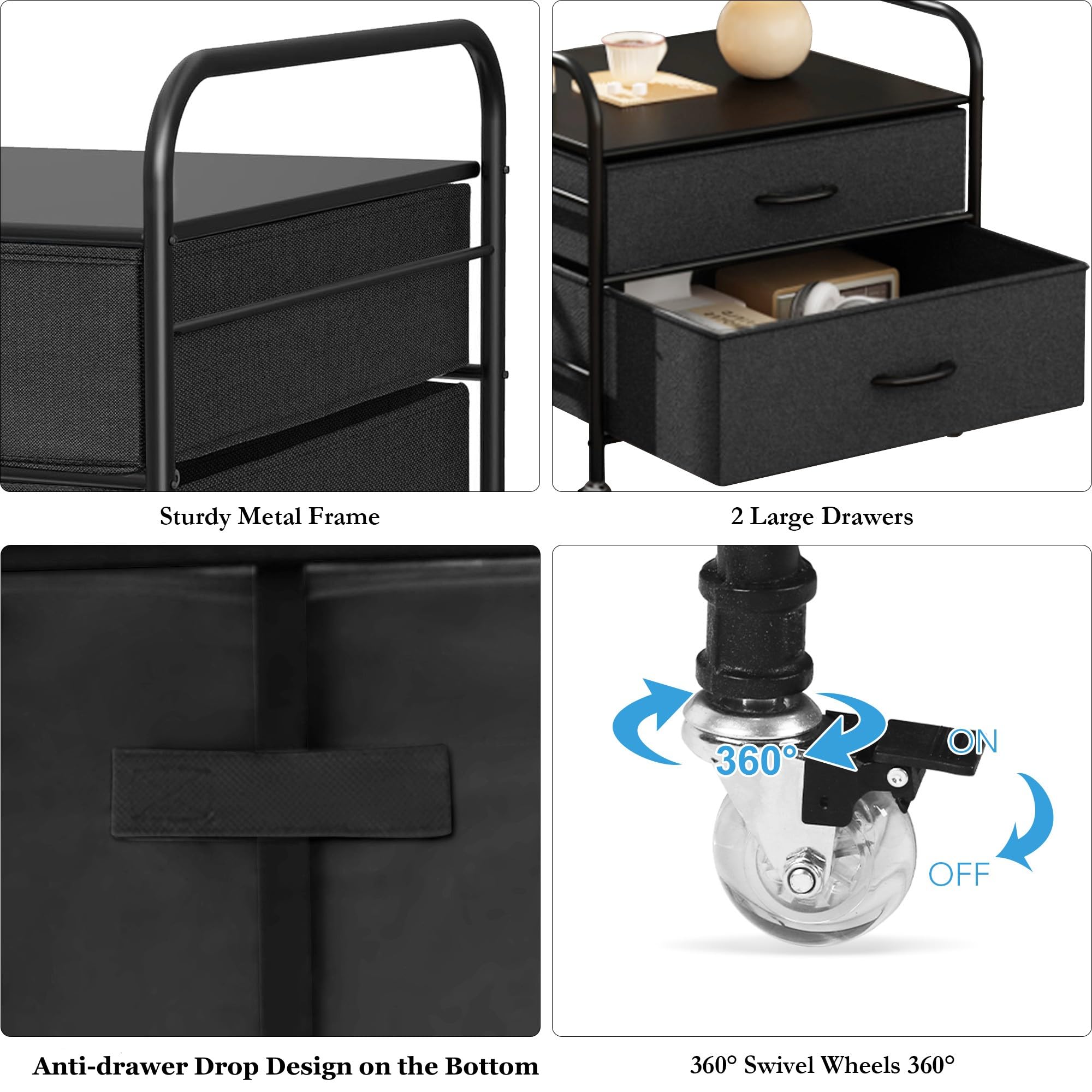 DHMAKER Mini Fridge Stand with Storage, Portable Mini Fridge Table with 4 Swivel Wheels, Mobile Small Refrigerator Stand with Drawer Rolling Fridge Cart for Dorm, Apartment,Office, Bedroom