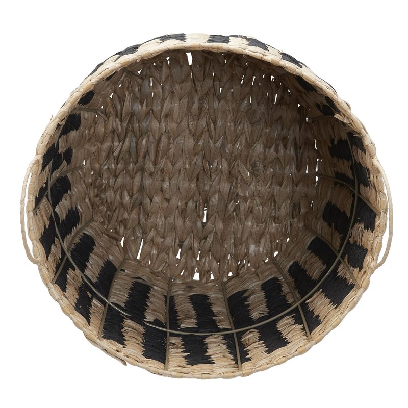 Household Essentials Cattail and Paper Pillar Basket, Natural and Black
