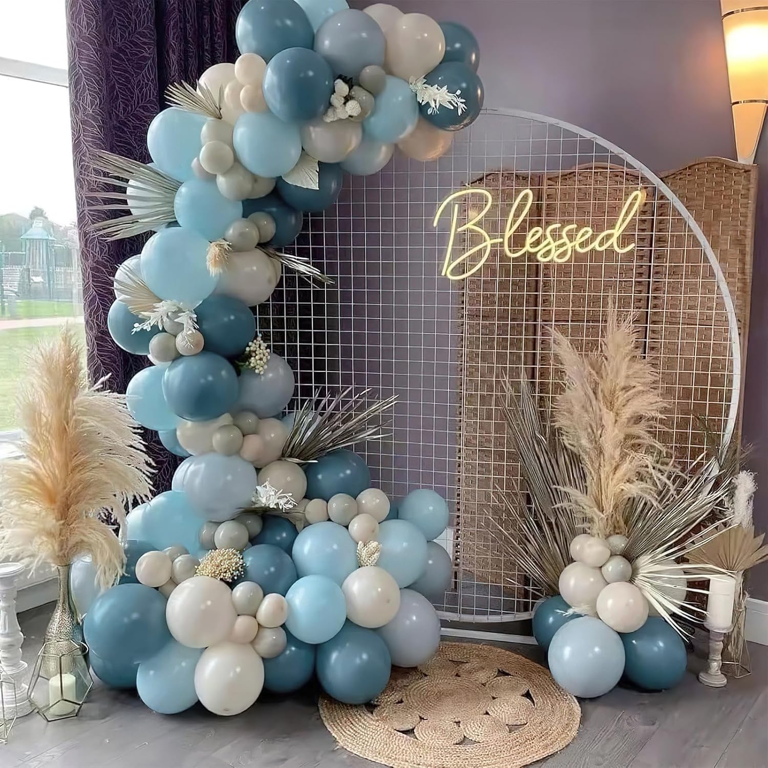 PartyWoo Dusty Blue Balloons - 120-Piece Set for Baby Showers & Birthdays | Slate Blue Boho Arch Kit