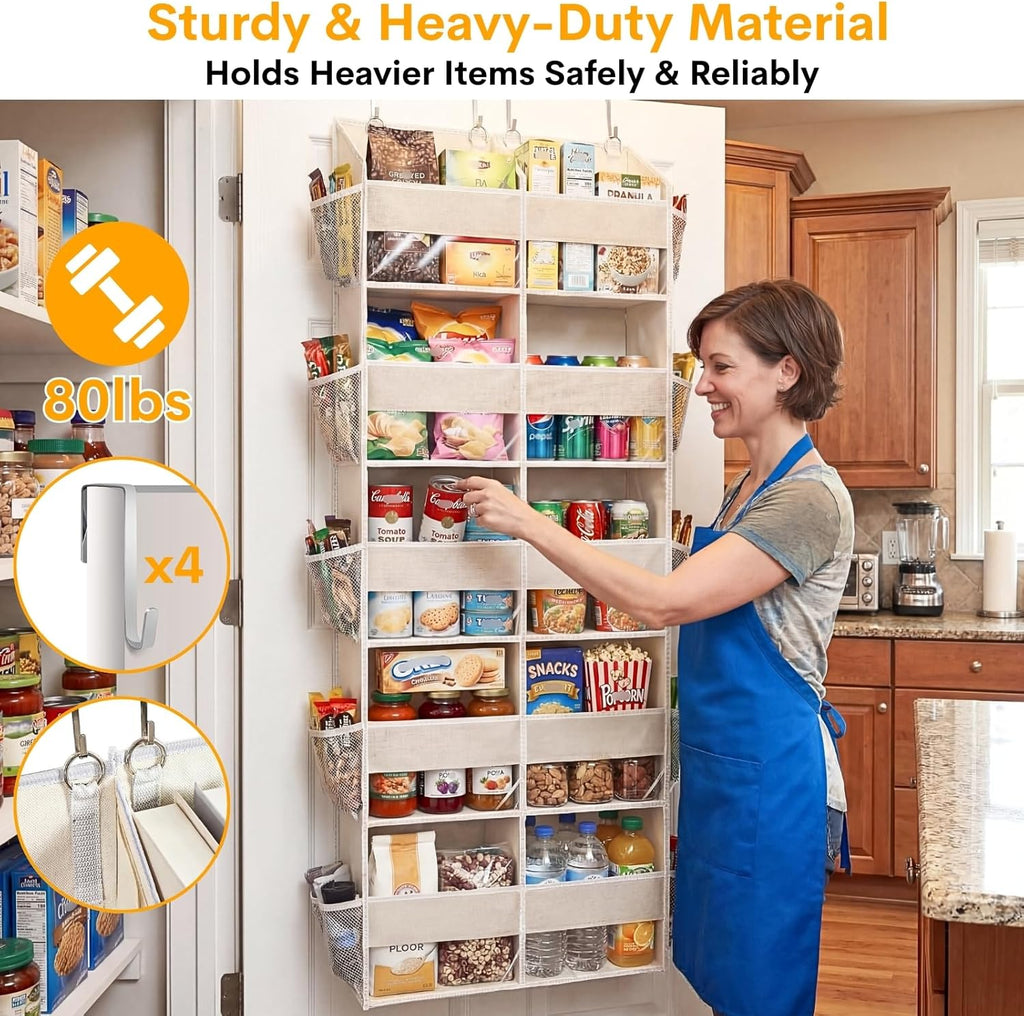 Ofiray-Home Over The Door Organizer - Extra Large 5-Tier Storage with 10 Compartments | Beige, 80 lbs Capacity