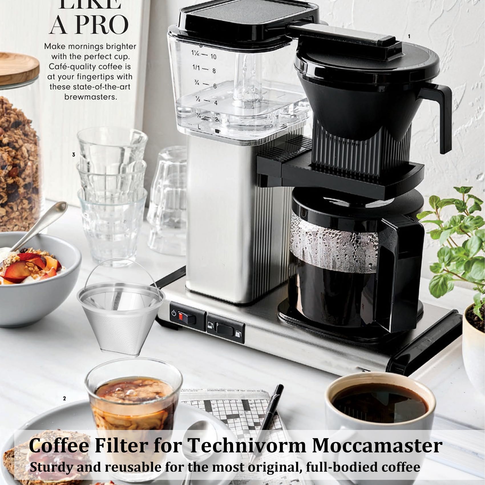 #4 Coffee Filter, Coffee Filter Compatible with Technivorm Moccamaster KBGV and KBT Coffee Machines, Reusable Metal Filters.