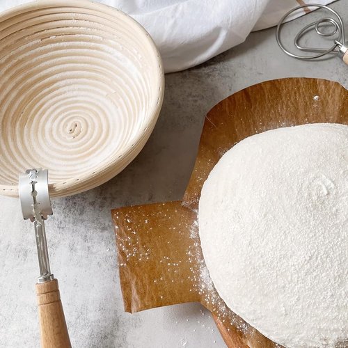 Dimpola Banneton Bread Proofing Basket Set - Handmade Rattan Sourdough Proofing Bowls | 2 Round 9-Inch Baskets
