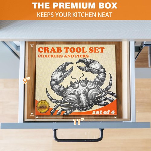 LA NOVO Crab Crackers and Tools, Set of 4 Stainless Steel Lobster Picks, Crab Leg Cracker, Seafood Tool Kit with Gift Box