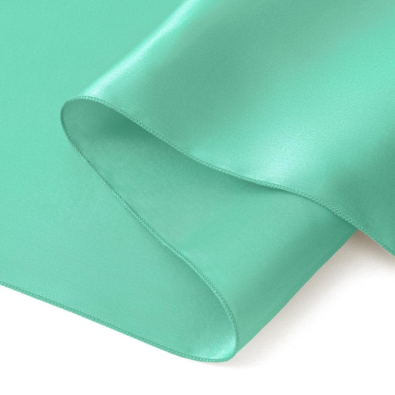 Horbaunal 12 Pack Aqua Satin Table Runner 12 x 108 Inch, Smooth Table Runners for Wedding Banquets Birthday Party