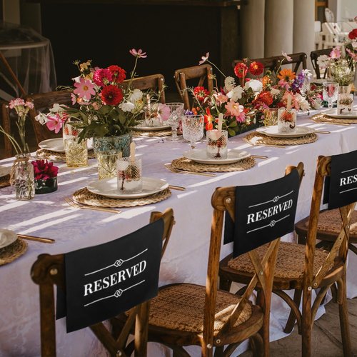 24 Pcs Reserved Seating Signs for Chairs Church Pew Reserved Chair Signs Placeholder with Printed Words for Weddings Parties Celebrations Receptions Church or Event