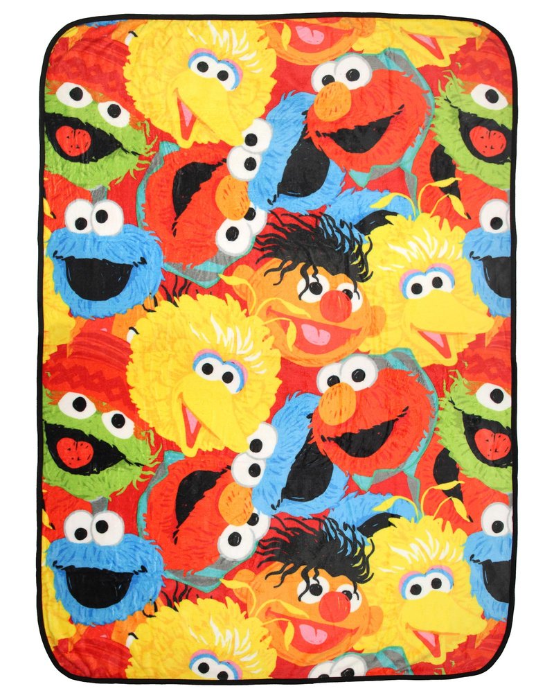 Sesame Street Blanket Elmo Cookie Monster Oscar The Grouch Ernie Big Bird Cute Plush Fuzzy Soft Throw Blanket