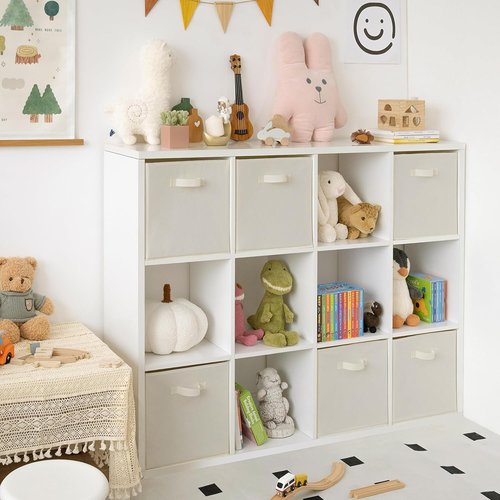 Granny Says Cube Storage Bins - Foldable 13x13 Fabric Organizers with Handles | Beige 6-Pack