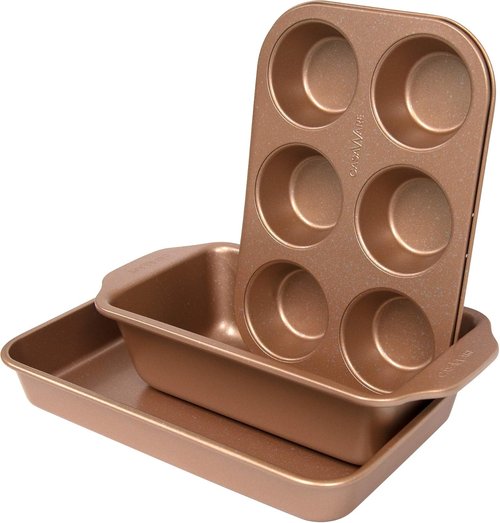 CasaWare Toaster Oven Set - 3-Piece Rose Gold Granite Kitchen Essentials