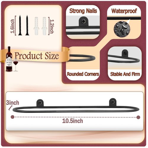 Decoeco Wall Mounted Wine Rack: Horizontal Wine Holder with Sturdy Construction - Wine Racks Display for Kitchen Bar Home Dining Décor - 8 Packs