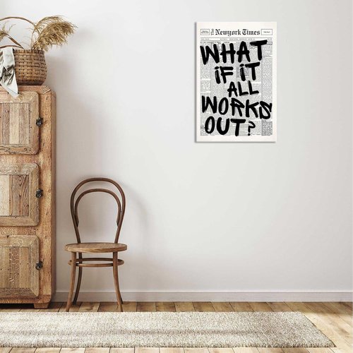 Drimiler Retro Black And White Newspaper Poster - Positive Affirming Quote Canvas Wall Art | 16x24in Framed