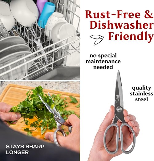 Gidli Premium Kitchen Scissors - Heavy Duty Stainless Steel Shears with Lifetime Warranty | Dishwasher Safe & Easy to Clean