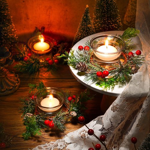 Dingion 12 Pcs Christmas Votive Candle Holder Set - Decorative Glass Tealight Holders for Holiday Table Centerpiece